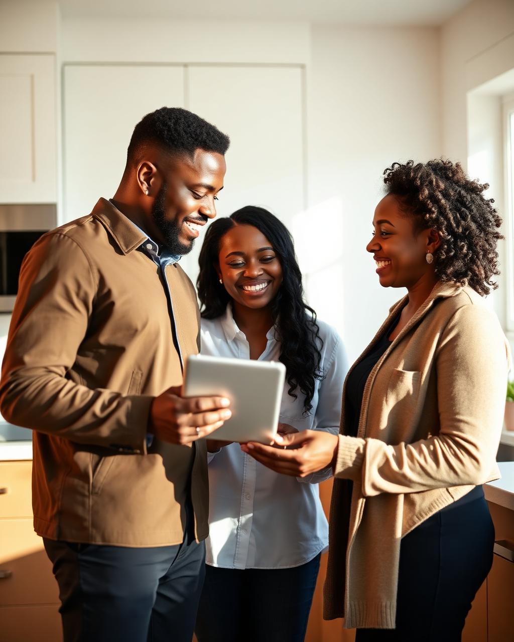 Inspector reviewing report with first-time homebuyer